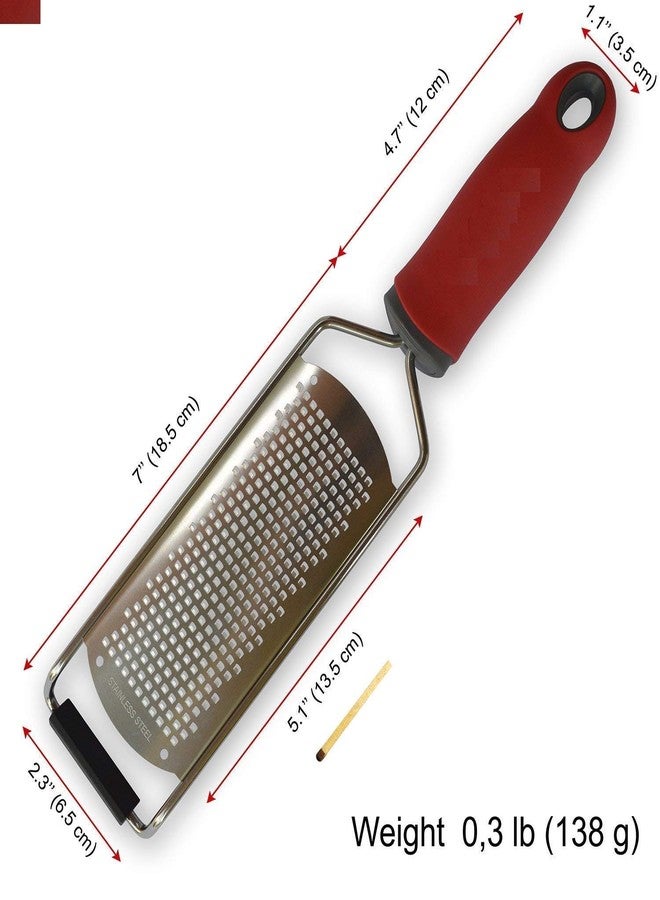 we3 Cheese Grater - Lemon Zester Grater - Stainless Steel Hand Grater for Kitchen - Easy for Parmesan Citrus Ginger Cheese Chocolate Lemon - Red - Image 2